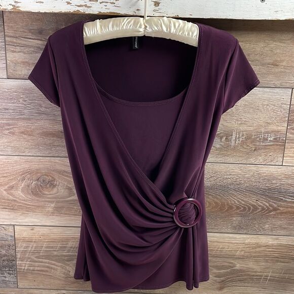 Jason Maxwell Ladies Drape Cinched Blouse, Size Medium, Plum Purple - Picture 3 of 8